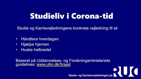 Thumbnail for studieliv i coronatid video