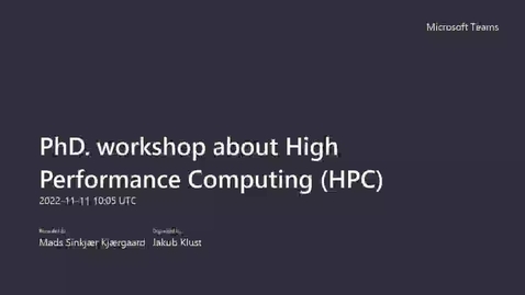 Thumbnail for PhD. workshop about High Performance Computing (HPC)