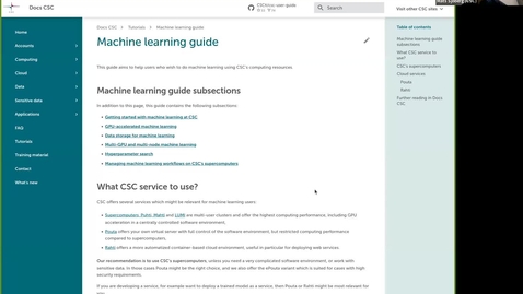 Thumbnail for Machine learning on supercomputers, Part 1: getting started and using GPUs (Short talk at CSC Research User Support Coffee)