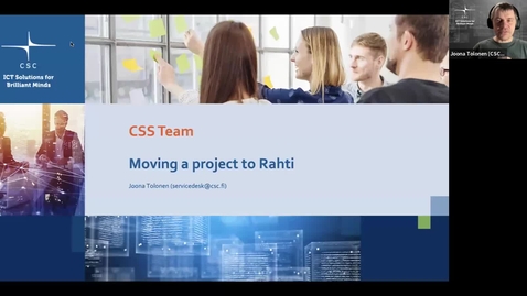 Thumbnail for Moving a project to Rahti (short talk at CSC Research User Support Coffee)