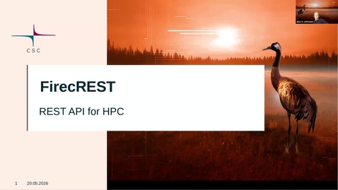 Thumbnail for FirecREST - an API for supercomputers (short talk at CSC Research User Support Coffee 20.5.2026)