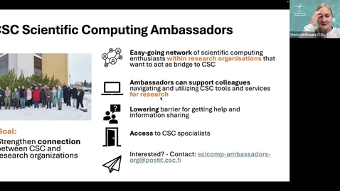 Thumbnail for CSC Scientific Computing Ambassadors (Short talk at Research User Support Coffee 26.2.2025)
