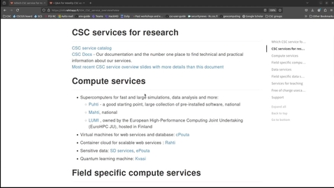 Thumbnail for Which CSC service for research suits my needs? (Short talk on weekly research support session on 15.1.2025)