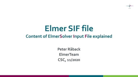 Thumbnail for Elmer Solver Input File explained