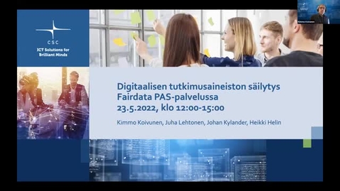 Thumbnail for Webinaari: Digitaalisen tutkimusaineiston säilytys Fairdata PAS-palvelussa