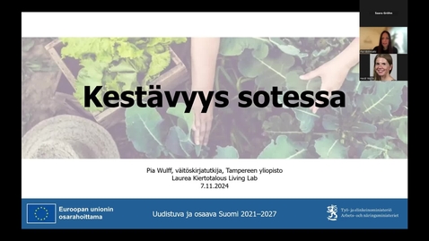 Thumbnail for 7.11.2024 Kiertotalous Living Labin aamukahvit Kestävyys sotessa Pia Wulff TUNI