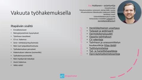Thumbnail for Urawebinaari: Kirjoita toimiva työhakemus - myös tekoälyä käyttäen! 6.2.2024