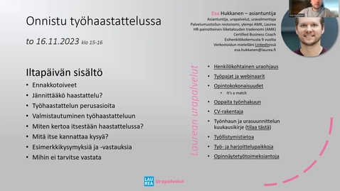 Thumbnail for Urawebinaari: Onnistu työhaastattelussa 16.11.2023