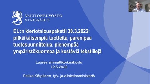 Thumbnail for EU:n kiertotalouspaketti 30.3.2022: pitkäikäisempiä tuotteita, parempaa tuotesuunnittelua, pienempää ympäristökuormaa ja kestäviä tekstiilejä