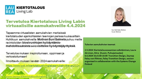 Thumbnail for 4.4. Kiertotalous Living Labin aamukahvit:  Biosivuvirtojen hyödyntämismahdollisuudet_yrityscaset, Suvi Salmela Motiva