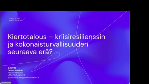 Thumbnail for 6.2.2025 Kiertotalous Living Labin aamukahvit Otso Sillanaukee Kiertotalouden potentiaali kansallisen kriisinsietokyvyn vahvistamisessa