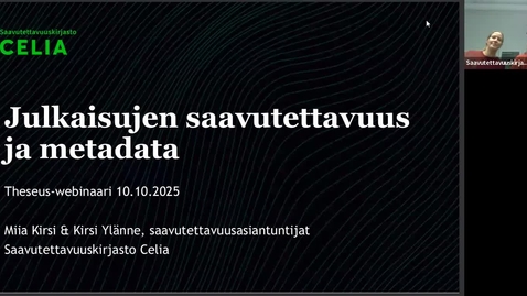 Thumbnail for Theseus-webinaari: Julkaisujen saavutettavuus ja metadata