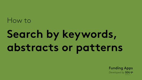 Thumbnail for Funding Apps - Search by keywords, abstracts or patterns
