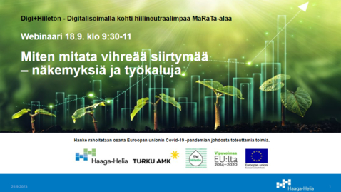Thumbnail for Miten mitata vihreää siirtymää - Webinaari 18.9.2023 - Digi+Hiiletön-hanke