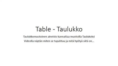 Thumbnail for Table - Taulukko