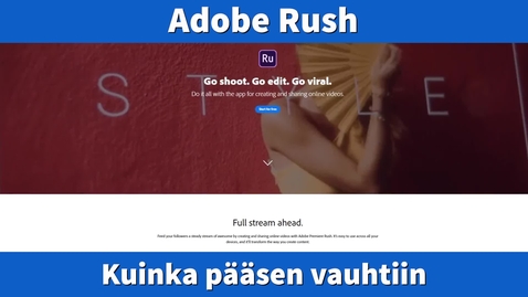 Thumbnail for Ohjevideo Adobe Rush