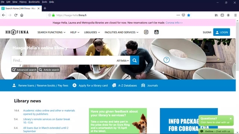 Thumbnail for How to search for e-books and e-articles on HH Finna?