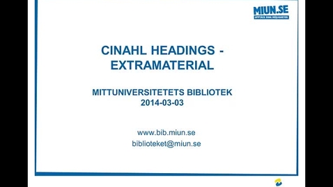 Thumbnail for Cinahl Headings -  extramaterial