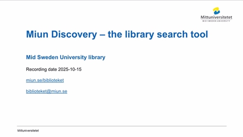 Thumbnail for Miun Discovery - the library search tool