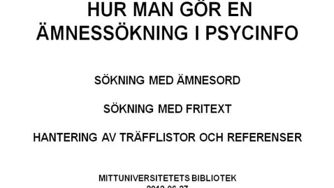 Thumbnail for Hur man gör en ämnessökning i PsycInfo