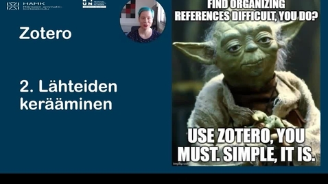 Thumbnail for Lähteiden kerääminen ja tallentaminen Zoteroon