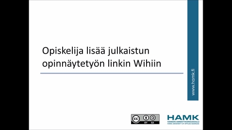 Thumbnail for Wihi-ohjeet: Opiskelija lisää linkin julkaistuun opinnäytetyöhön