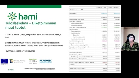 Thumbnail for Muutoksen kesyttäjä -hanke_ tuloslaskelma, liiketoiminnan muut tuotot-20230426_144920-Meeting Recording
