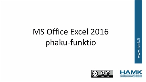 Thumbnail for Excel 2016: phaku-funktio