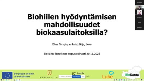 Thumbnail for Biohiilen hyödyntämisen mahdollisuudet biokaasulaitoksella (BioKanta)