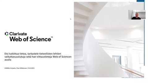Thumbnail for Web of Science-tietokannan esittely 8.9.2021