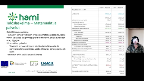 Thumbnail for Muutoksen kesyttäjä -hanke_ tuloslaskelma materiaalit ja palvelut-20230427_140249-Meeting Recording