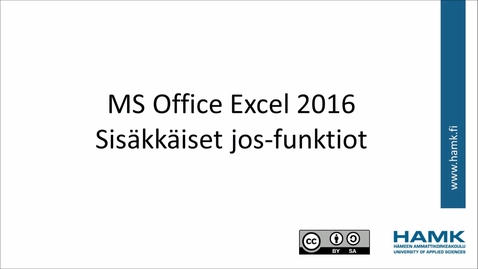 Thumbnail for Excel 2016: sisäkkäiset jos-funktiot