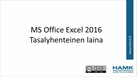 Thumbnail for Excel 2016: tasalyhenteinen laina