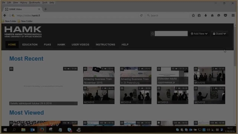 Thumbnail for Kirjautuminen ensimmäistä kertaa video.hamk.fi -palveluun, CaptureSpace Lite -videotyökalun käyttöönotto ja asetusten tarkistaminen