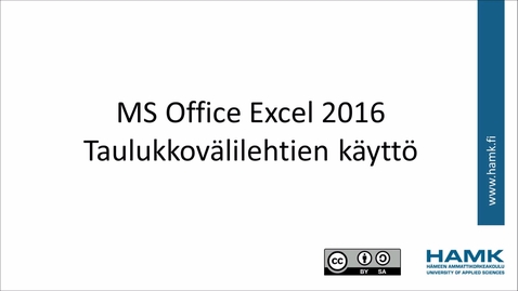 Thumbnail for Excel 2016: taulukkovälilehtien käyttö