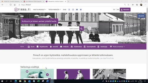 Thumbnail for Finna.fi -palvelun käytön ohjevideo