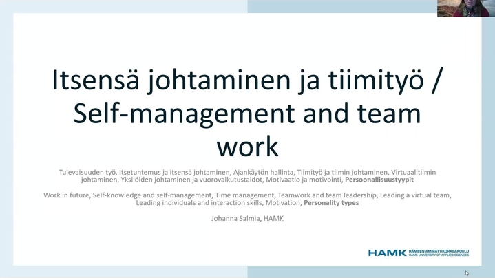 Thumbnail for channel TU00DQ32 Tiimityön johtaminen ja talous