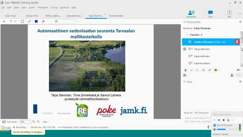 Thumbnail for Automaattinen vedenlaadun seuranta Tarvaalan mallikosteikolla, Tarja Stenman, JAMK