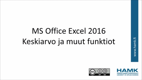 Thumbnail for Excel 2016: keskiarvo minimi maksimi ja muut funktiot