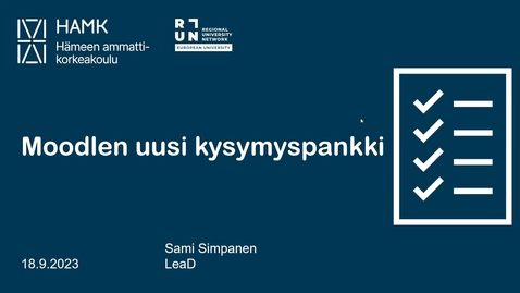 Thumbnail for Moodlen uusi kysymyspankki 18.9.2023