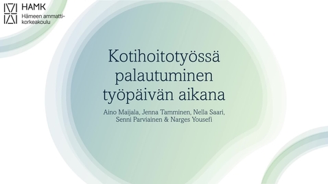 Thumbnail for Kotihoitotyöstä palautumisen keinot työpäivän aikana