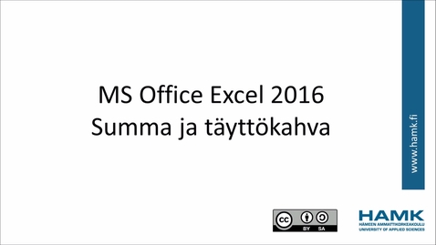 Thumbnail for Excel 2016: summa ja täyttökahva