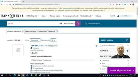 Thumbnail for Cinahlin käytön ohjevideo