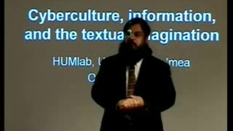 Thumbnail for 031028 Alexander: &quot;Cyberculture, literature and the textual imagination&quot;