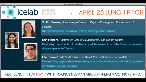 Thumbnail for Lunch Pitch: 2025-04-23: Judith Sarneel, Erin Stafford and Léon Serre-Fredj