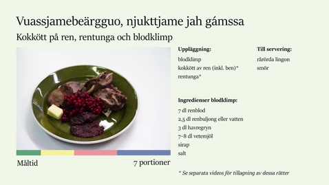 Thumbnail for Måltid 2 - Blodklimp, rentunga, kokkött