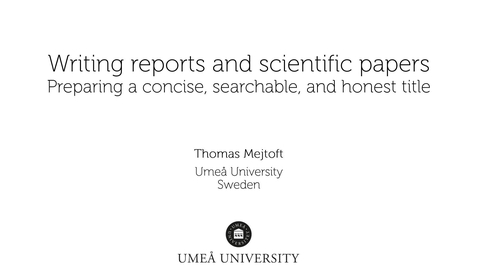 Thumbnail for Part 10: Preparing a concise, searchable, and honest title