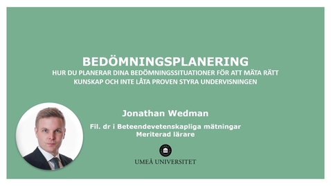 Thumbnail for Kunskapsveckan 2021 - Jonathan Wedman - Bedömningsplanering