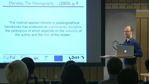 Thumbnail for 131204 Stokes: &quot;Objectivity and Evidence in Digital Humanities: The Case of the Missing Palaeographer&quot;