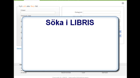 Thumbnail for LIBRIS - hur söker jag?